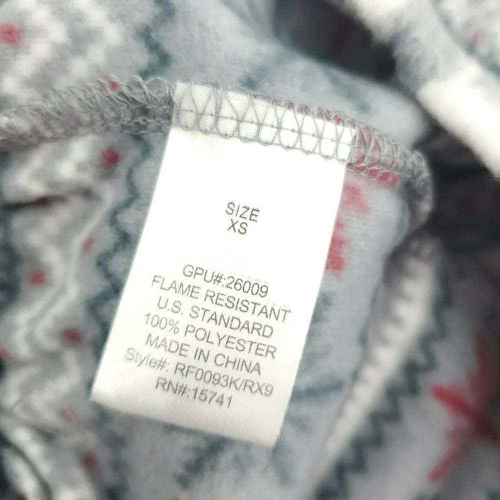 Karen Neuburger Kids Red White Gray Snow Way Fleece 2 Pc Pajama Set Sz X…